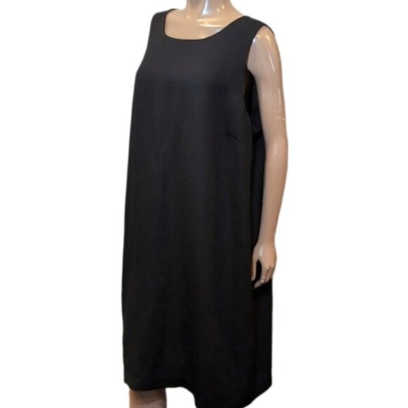 Vintage Addition Elle Sleeveless Sheath Dress Womens Plus Size 22W Black Crepe - Picture 1 of 12
